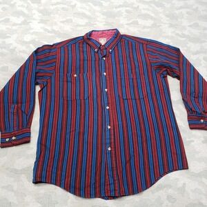 Vintage Outdoor Exchange Flannel Shirt Mens XL Blue Striped Long Sleeve Button
